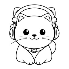 Vector illustration of a cute Cat doodle colouring activity for kids