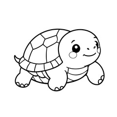 Simple vector illustration of Turtle drawing for toddlers colouring page