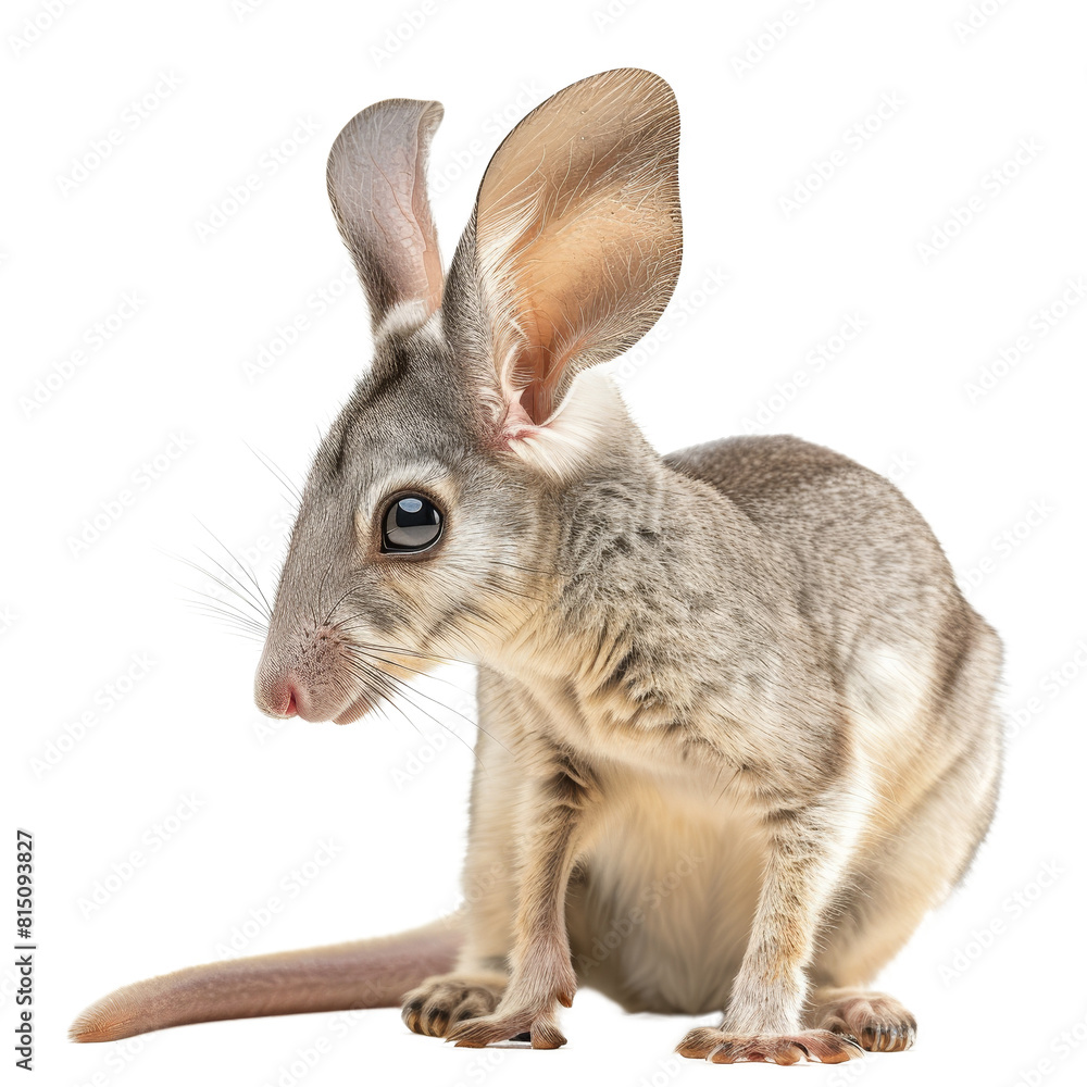 Poster a kangaroo is standing in front of a plain png background, a bilby isolated on transparent backgroun