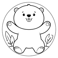 Simple vector illustration of Bear doodle for toddlers worksheet