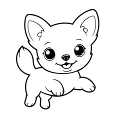 Vector illustration of a cute Chihuahua drawing for children page