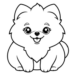 Vector illustration of a cute Pomeranian doodle for kids coloring worksheet