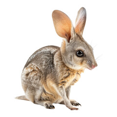 Obraz premium A small kangaroo is seated on a plain white surface, a bilby isolated on transparent background