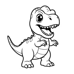 Cute vector illustration TRex doodle for toddlers colouring page