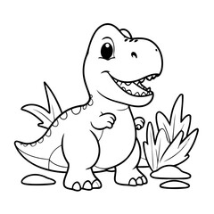 Simple vector illustration of TRex drawing for kids colouring page