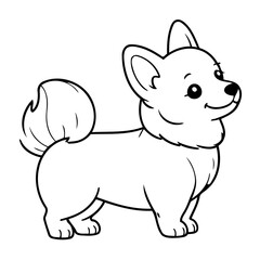 Simple vector illustration of WelshCorgi outline for colouring page