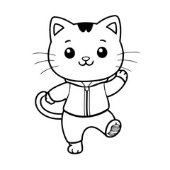 Simple vector illustration of Cat drawing for kids colouring page