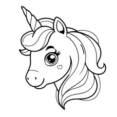 Simple vector illustration of Unicorn drawing colouring activity