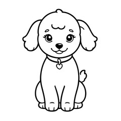 Cute vector illustration poodle for kids colouring worksheet