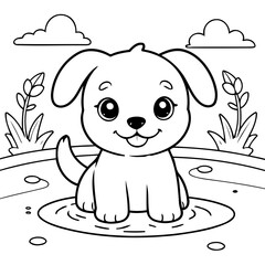 Cute vector illustration Puppy doodle for toddlers worksheet