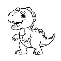 Cute vector illustration TRex for kids coloring activity page