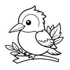 Vector illustration of a cute Kingfisher doodle for kids colouring page