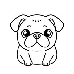 Simple vector illustration of Pug for kids coloring page