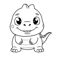 Simple vector illustration of Dino drawing for kids colouring page