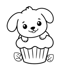 Cute vector illustration Puppy drawing for children page