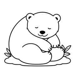 Cute vector illustration Polarbear colouring page for kids