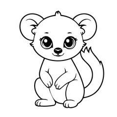 Vector illustration of a cute lemur drawing for kids colouring activity
