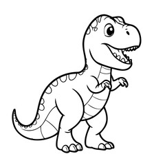 Cute vector illustration TRex for kids coloring activity page