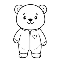 Cute vector illustration bear doodle for toddlers coloring activity
