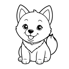 Cute vector illustration Husky drawing colouring activity