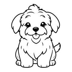 Vector illustration of a cute Havanese doodle for children worksheet