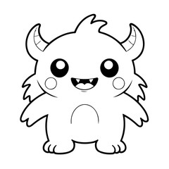 Vector illustration of a cute Monster doodle for kids colouring page