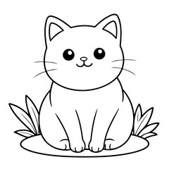Cute vector illustration Cat for toddlers colouring page