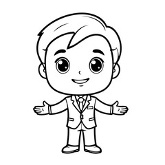 Simple vector illustration of Businessman drawing for kids colouring page
