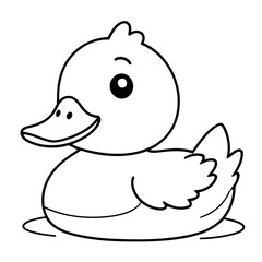 Vector illustration of a cute Duck drawing for children page