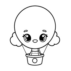 Vector illustration of a cute Balloon drawing for kids colouring activity