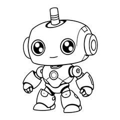 Vector illustration of a cute Robot drawing for children page