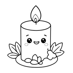 Simple vector illustration of Candle for children colouring activity