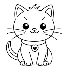 Vector illustration of a cute Cat drawing for kids page