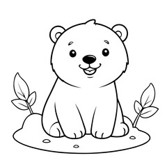 Simple vector illustration of Polarbear outline for colouring page