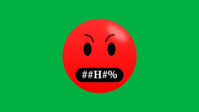seamless animation of very angry and swearing word emoji isolated on green screen