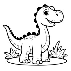 Vector illustration of a cute Dino doodle for children worksheet