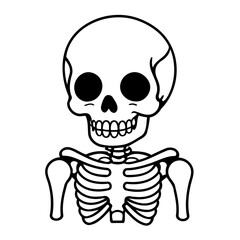Vector illustration of a cute Skeleton doodle for toddlers worksheet