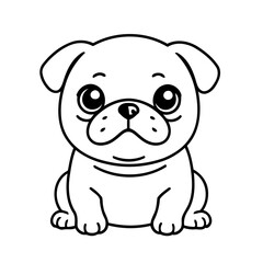 Cute vector illustration Pug doodle colouring activity for kids