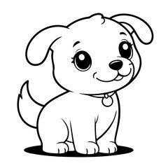 Cute vector illustration dog hand drawn for kids page