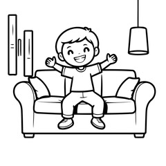 Cute vector illustration Boy drawing for toddlers coloring activity