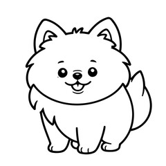 Simple vector illustration of Pomeranian for children colouring activity