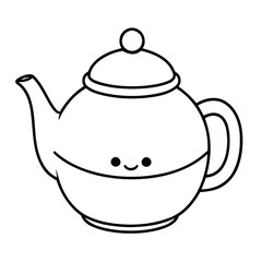 Cute vector illustration Teapot doodle black and white for kids page
