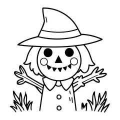 Cute vector illustration Scarecrow doodle for children worksheet
