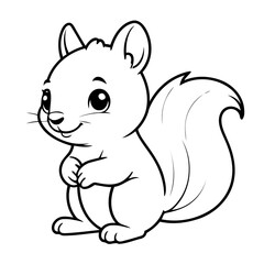Cute vector illustration squirrel for kids colouring page