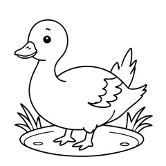 Cute vector illustration Goose doodle for kids coloring worksheet