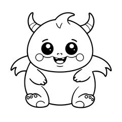 Cute vector illustration Monster colouring page for kids