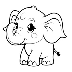 Cute vector illustration Elephant for children colouring activity