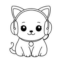 Simple vector illustration of Cat for toddlers colouring page