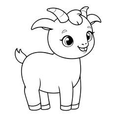 Cute vector illustration Goat drawing for children page