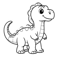 Simple vector illustration of Dino for kids colouring worksheet